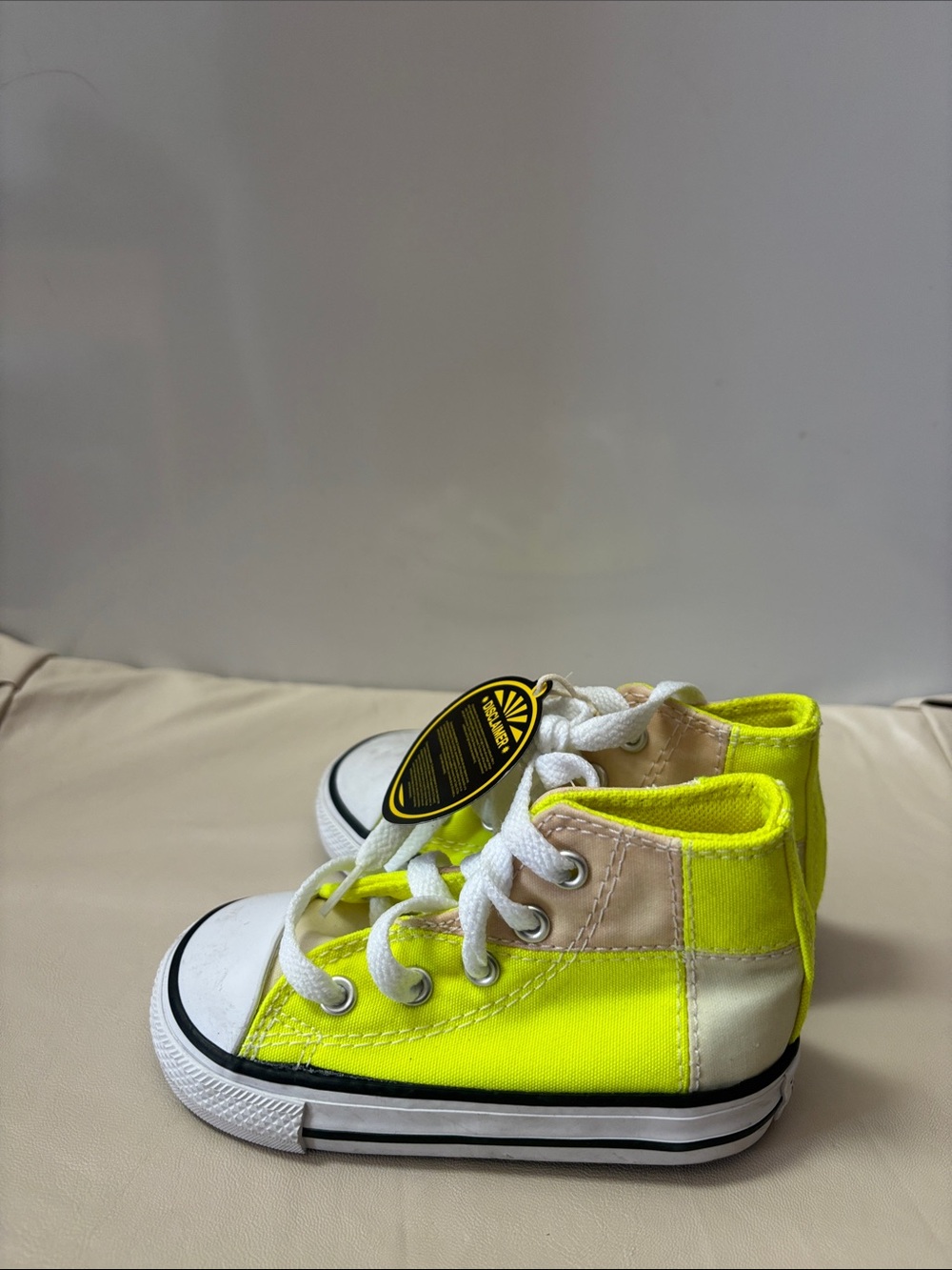 Converse Kids Neon Yellow and White High-Top Sneakers